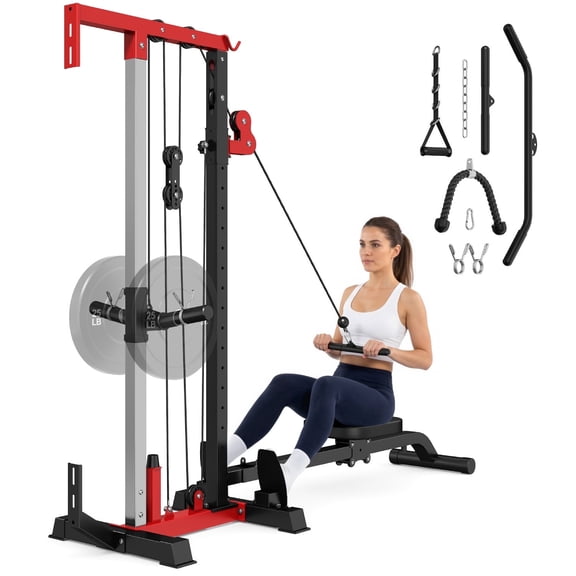 JELENS Cable Crossover Machine, Lat Pull Down Machine for Home Gym with 16 Adjustable Positions Cable Row Attachment