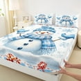 thumbnail image 3 of Castle Fairy Teenagers Christmas Snowman 3pcs Twin Sheet Sets,Winter Snowflakes Twin Fitted Sheet,Happy New Year Breathable Flat Sheet,Breathable Home Decor, 3 of 7