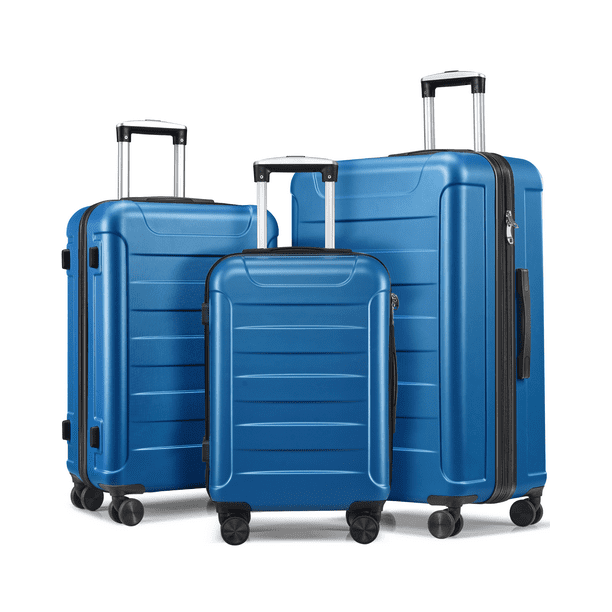 3 Pieces(20/24/28) Luggage Set, Hardside Suitcase with Double Spinner ...