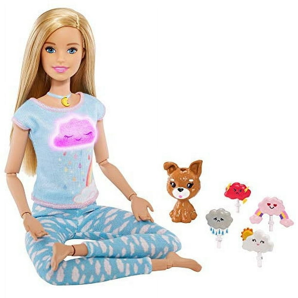 Barbie ?Breathe with Me Meditation Doll, Blonde, with 5 Lights & Guided  Meditation Exercises, Puppy and 4 Emoji Accessories, Gift for Kids 3 to 8  Years Old 