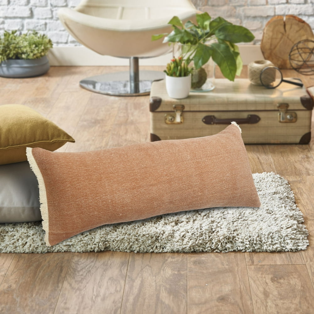 LR Home Caramel Brown 14 in. x 36 in. Coated Fringed Decorative Throw