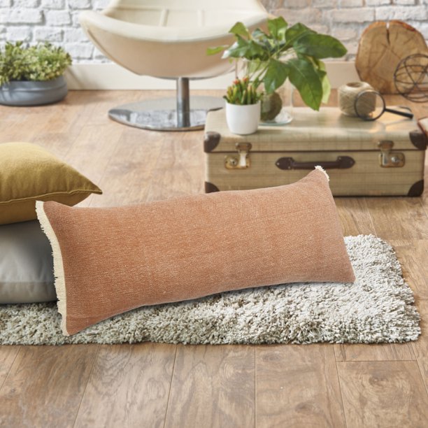 LR Home Caramel Brown 14 in. x 36 in. Coated Fringed Decorative Throw