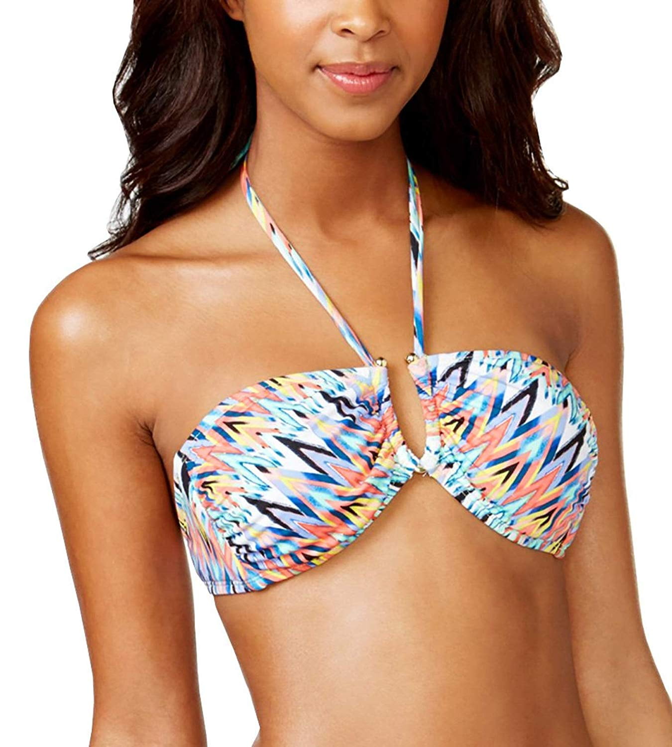 NWT Bar III Swimsuit Bikini 2pc Set Size XS Hissy Fit Aqua Bandeau Side detail