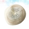 thumbnail image 2 of Spring Summer Beret Hat Vintage Hollow-out Hat Vacation Woven Travel Casual Art Hat (Beige), 2 of 7