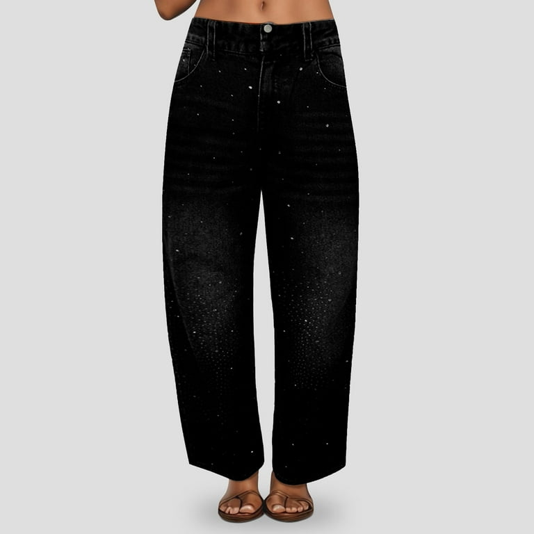 vigerkar Women's Shiny Jeans Glitter Mid Rise Boyfriend