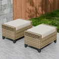 thumbnail image 5 of EAGLE PEAK 2 Piece Wicker Outdoor Ottoman, Patio Ottoman Foot Rest for Couch with Removable Cushions for Patio, Deck, Backyard and Poolside, Brown/Gray, 5 of 9