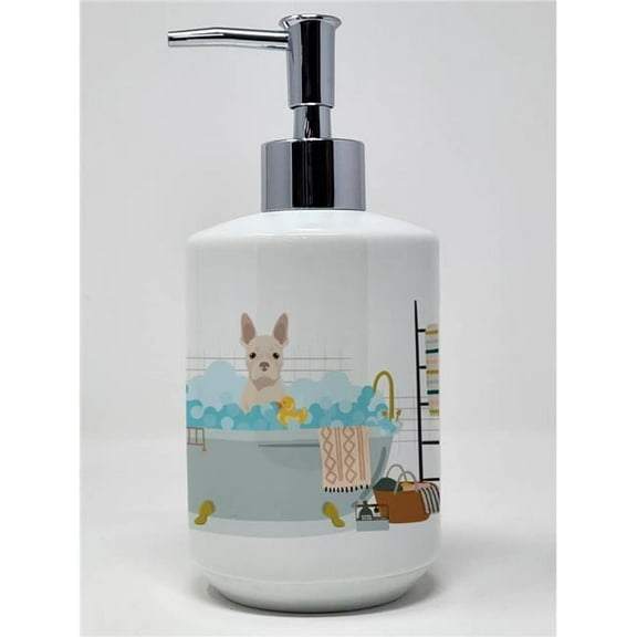 7.25 x 3.5 in. White Boston Terrier Ceramic Soap Dispenser