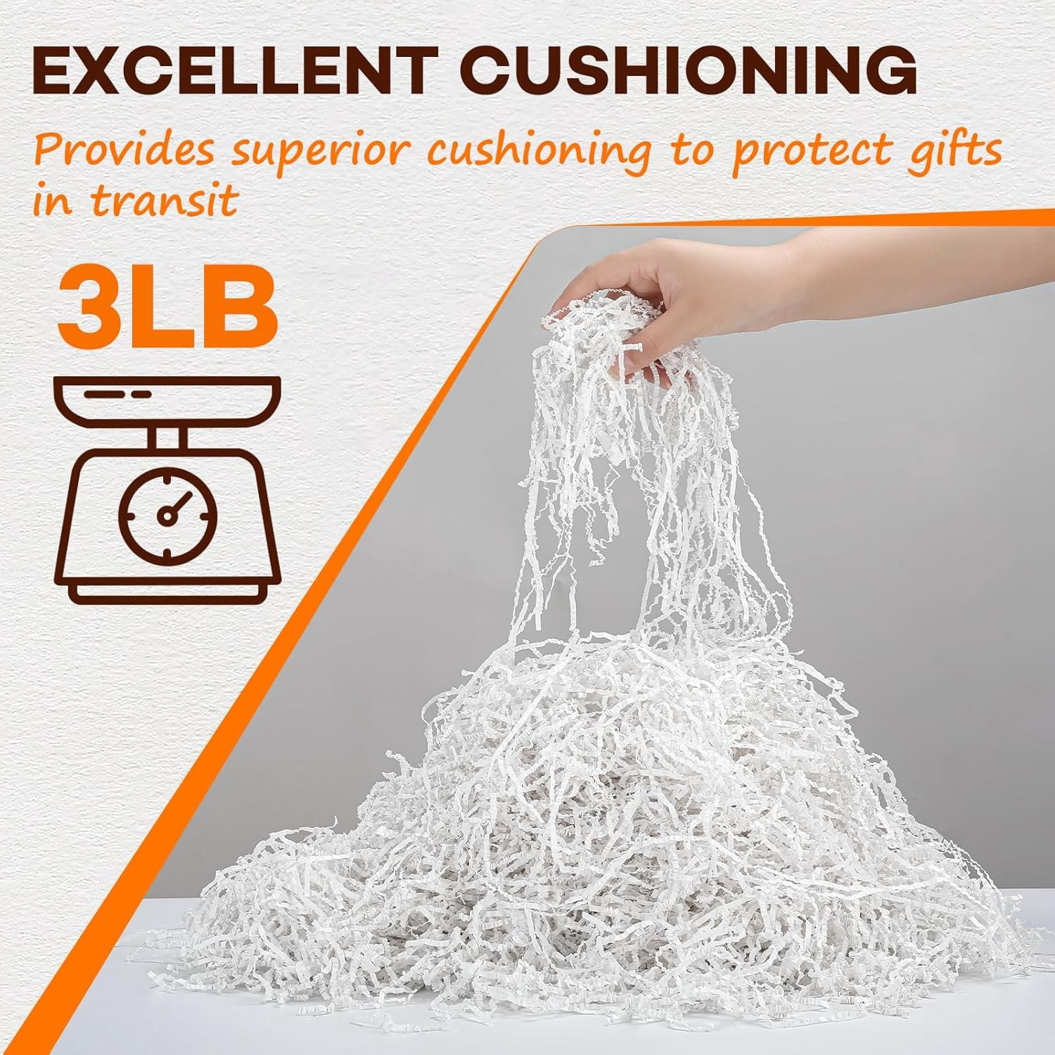 3LB White Crinkle Paper Filler, Cut Shredded Paper for  Baskets Packaging Wrapping Cushion Stuffing Box Confetti Filler for Easter Christmas Wedding Birthday Bridesmaid