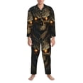 thumbnail image 3 of Naloa Metal Evil Skull Men’s Pajamas Set - Long Sleeve Button Down Sleep Shirt and Pajama Bottoms Sleepwear Set-Large, 3 of 7