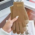 thumbnail image 4 of Yooshoverk Touch Screen Winter Knitted Gloves – Thickened Fleece Warm Gloves For Men & Women Cycling Driving Brown 8.66In, 4 of 6