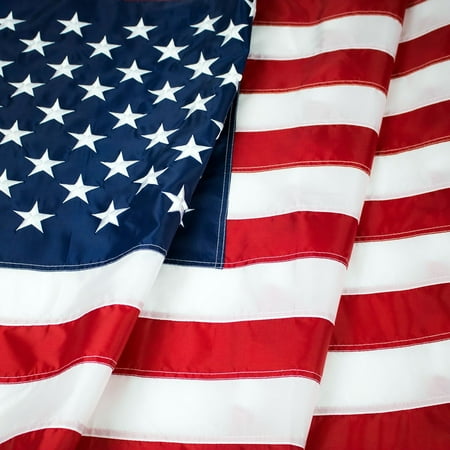 American Flag 2x3Ft US Flag- Heavy-Use Nylon w/ Embroidered Stars & Sewn Stripes - Deluxe Fast-Dry, All-Weather USA Flag For Outdoors & Indoors