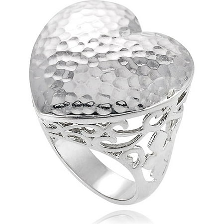 Brinley Co. Sterling Silver Hammered Heart Ring
