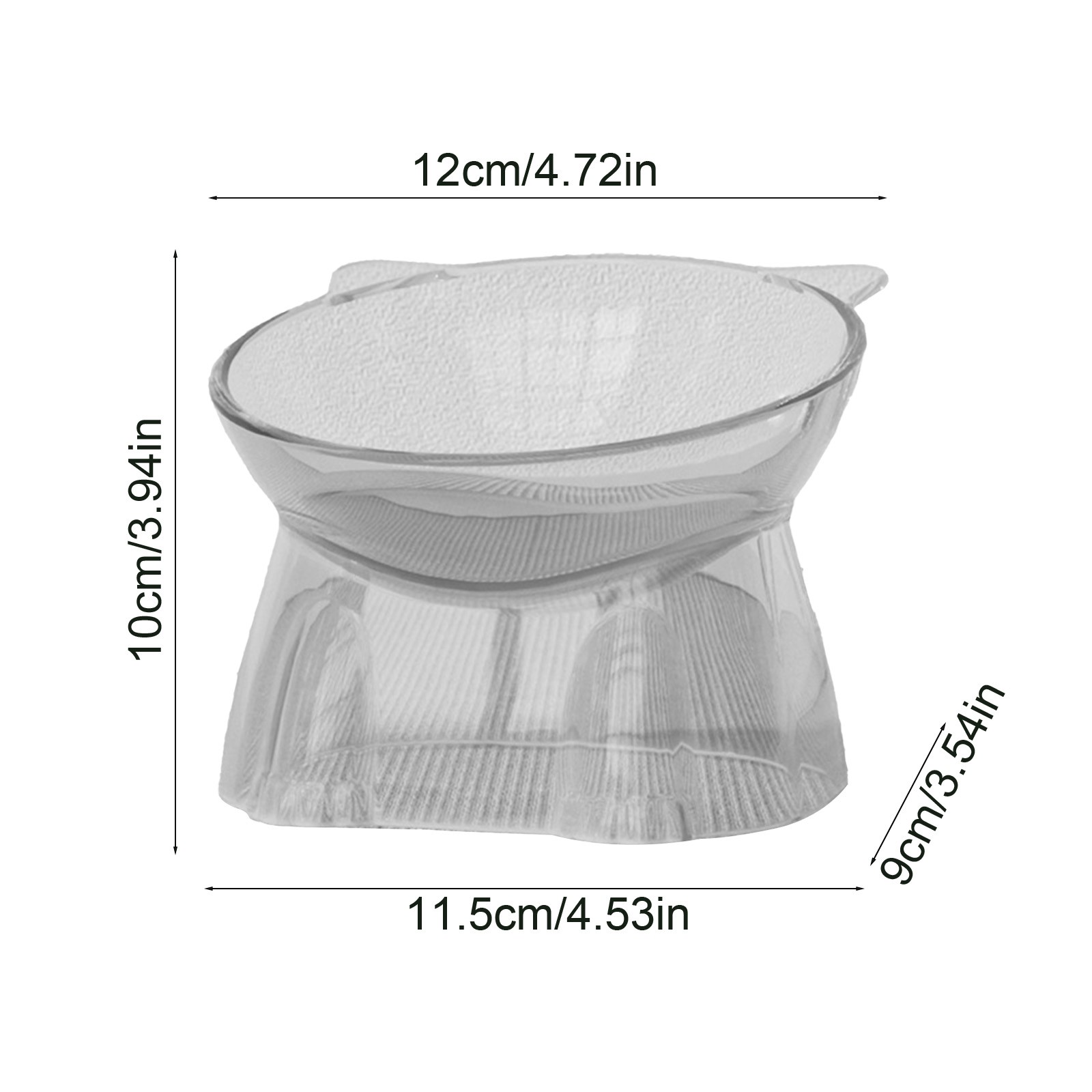 Raised Clear Plastic Cat Bowl, Neck-Protecting Anti-Tip 250ml Food Water Bowl for Cats (1pc)