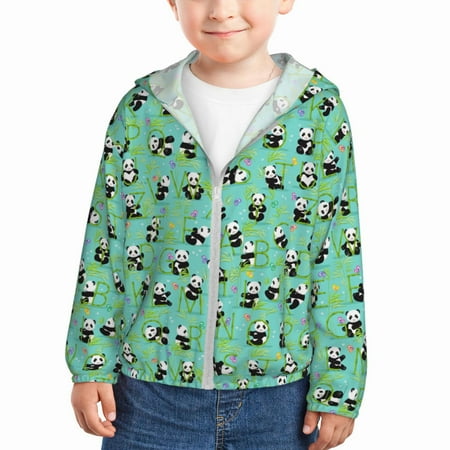 

Lukts Alphabet And Panda Print Children s Long-Sleeved Sun Protection Clothing Hooded Sweatshirts for Boys and Girls Outdoor Sports-2 Years