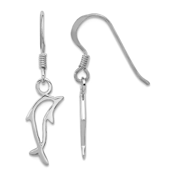 8mm 925 Sterling Silver Rhodium Plated Polished Dolphin Long Drop Dangle Earrings 29.5x8mm Wide Dangle Earring for Women