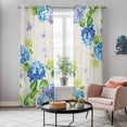 thumbnail image 4 of Blue Hydrangea Kitchen Curtains Window Panels, Linen Texture Butterfly Spring Floral Insulated Window Treatment Curtain, Grommet Curtains for Bedroom/Living Room/Bathroom, 2 Piece 42"Wx84"L, 4 of 8