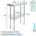thumbnail image 3 of AmGood 14 in. x 30 in. Stainless Steel Table | Metal Utility Kitchen Prep Work Table | NSF, 3 of 9