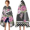 thumbnail image 3 of Pioneer Flower Floral Print Pattern Hooded Bath Towel，60"x35" for Ages 3 To 12 Kids, Quick Dry Lightweight Soft Microfiber Hood Beach Towel Cover Up for Kids, 3 of 7