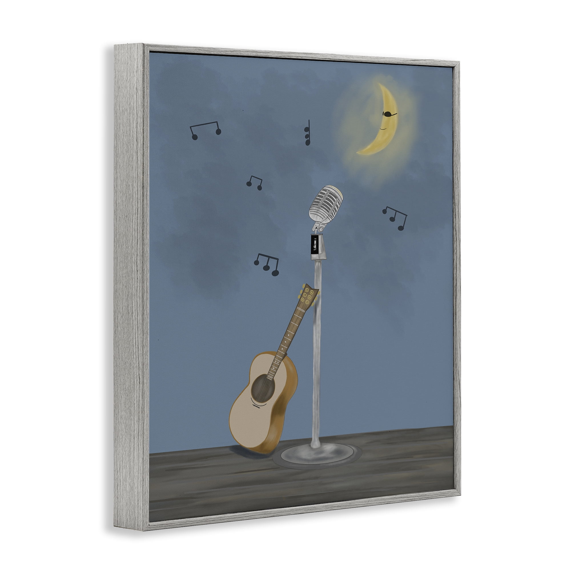 Stupell Industries Music And Moon Stage Gray Framed Giclee Art, design by Leslie Hermosa