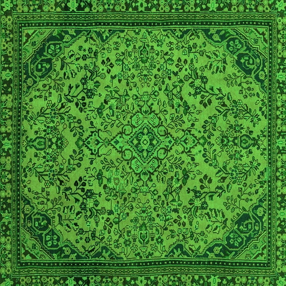Ahgly Company Indoor Square Abstract Green Modern Area Rugs, 6' Square