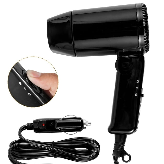 SUTENGDA 12V Car Styling Hair Dryer 2 Speed Car Hair Blow Dryer with Foldable Handle Compact Available Hot and Cold Wind Car Styling Hair Blower for Self-Driving Travel Window Defroster (
