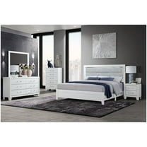 Global Furniture USA Luccia White Wood Queen Bed Set with LED