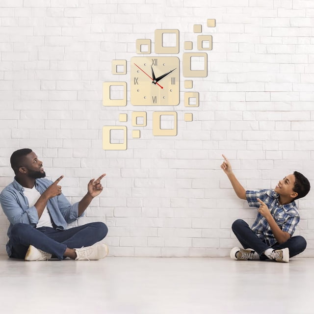 Cqxid Wall stickers Under $10 Creative Clock Acrylic Wall Sticker Universal Home Clock Combination Clock Wall Decoration