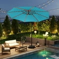 thumbnail image 4 of Costway 10 FT Solar Offset Hanging Umbrella with 96 Solar Multi-colored Flowing LED Lights Turquoise, 4 of 10