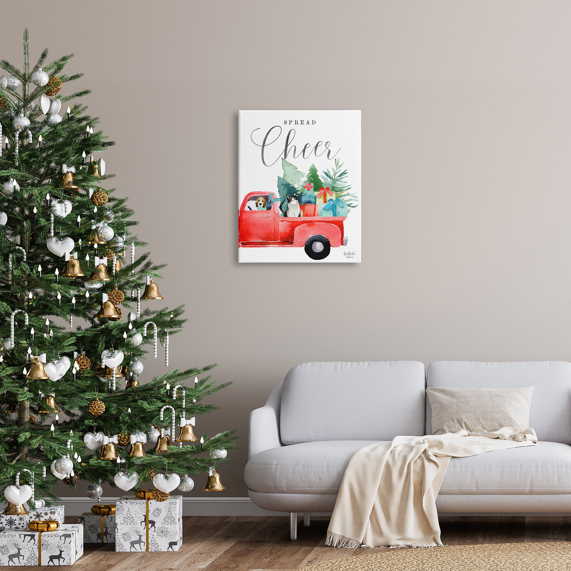 Stupell Industries Spread Cheer Truckload Christmas Gifts Presents Pets Graphic Art Gallery Wrapped Canvas Print Wall Art, Design by Heatherlee Chan