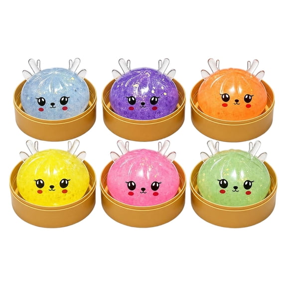 Christmas Reindeer Squishy Toy Blind Box, Light Up Kawaii Glitter Slow Rising Fidget Toy, Transparent Glow Squeeze Stress Relief Ball for Kids, Holiday Party Favor & Stocking Stuffer