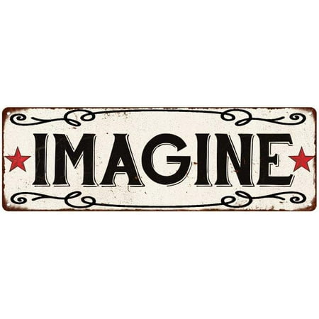 Old Style Metal - IMAGINE Country Style w/Red Stars Vintage Look Metal Sign 6x18 Old Advertising Man Cave Game Room M6180799