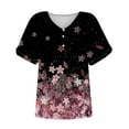thumbnail image 4 of Teissuly Women Fashion Casual Shirts Short Sleeve Loose Tee Tops V Neck Blouse, 4 of 4