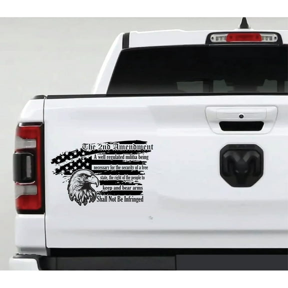 AnyStickerYouWant - Gadsden Shall Not Be Infringed 2A Distressed Tattered American USA US Flag Truck Tailgate Vinyl Decal Compatible with Most Pickup Trucks 12" x 15" - FAFO