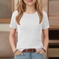 thumbnail image 6 of EnJoCho Girls Short Sleeve Top Ribbed Knit Crew Neck Basic Solid Tee Slim Fit Casual T-Shirt Summer Tops Shirts 5-14 Years, 6 of 7