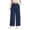 Navy, variant on Womens Linen Wide Leg Pants Casual Zipper Front Summer Cropped Trousers Beach Vacation Dressy Pants with Pockets 2XL