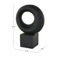 thumbnail image 3 of 10" x 14" Black Polystone Textured Cutout Ring Geometric Sculpture with Block Base, by DecMode, 3 of 9