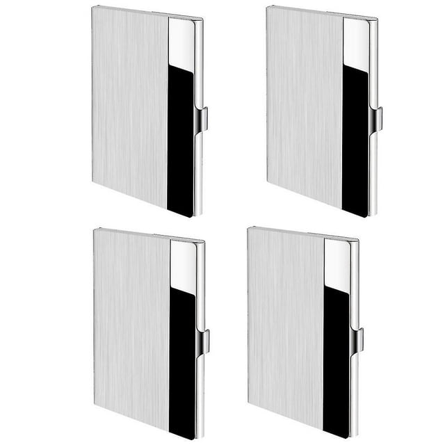 Business Card Cases 4 Pack , Stainless Steel Storage Holders Pocket Cases For Id Cards Credit Cards