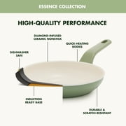 GreenPan Essence 3-Piece Fry Pan Set - 7, 9.5 & 11 Ceramic Nonstick, Oven Safe, Dishwasher Safe, Green