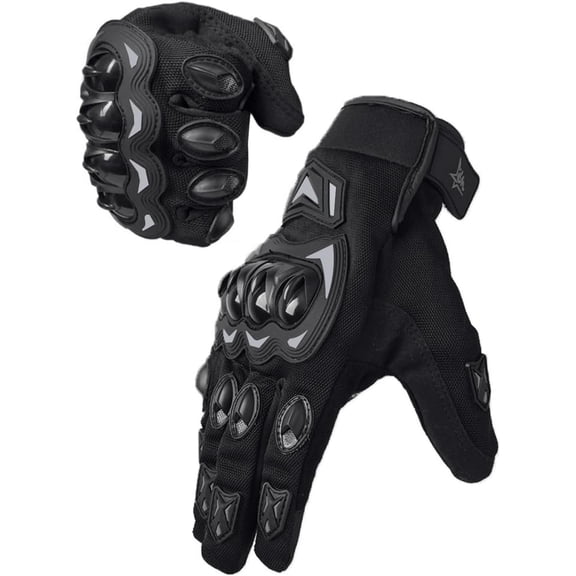 Motorcycle Gloves Touchscreen, Full Protection Hard Knuckle Breathable Gloves for Men Women, Black
