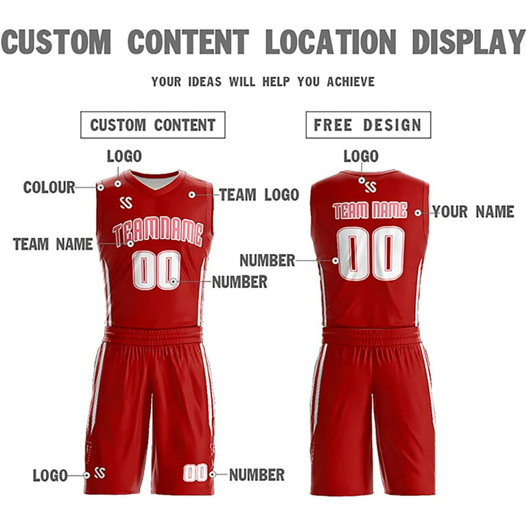 Red White and Blue Reversible Custom Basketball Uniform 