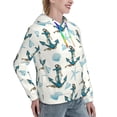 thumbnail image 6 of Picia Anchors And Shells Pattern Casual Women's Hoodie, Hooded Sweatshirt with Kangaroo Pocket, Comfortable Pullover with Eye-catching Drawstrings-X-Large, 6 of 7