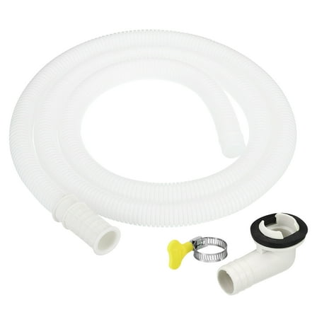 Uxcell 4.9ft Air Conditioner Drain Hose Kit, Universal Drain Connector Hose with Clamp Connector 8, White