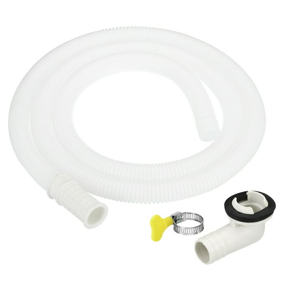 Uxcell 4.9ft Air Conditioner Drain Hose Kit, Universal Drain Connector Hose with Clamp Connector 8, White