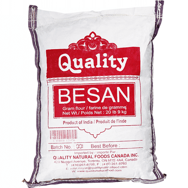 QUALITY Besan (Chickpea) Flour, Premium Ground Chana Dal Flour, 9.08 kg (20 lbs) Professional Bulk Foodservice Bag