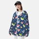 thumbnail image 3 of Balery Colorful Cartoon Shark Sudadera ligera de manga larga con capucha y protección solar UPF 50+ para hombre y mujer, ideal para pesca y running-Medium, 3 of 7