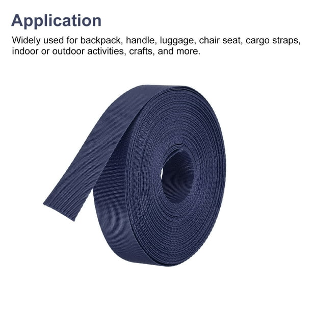 Flat Nylon Webbing Strap 1 Inch 15 Yards Dark Blue for Backpack Luggage rack