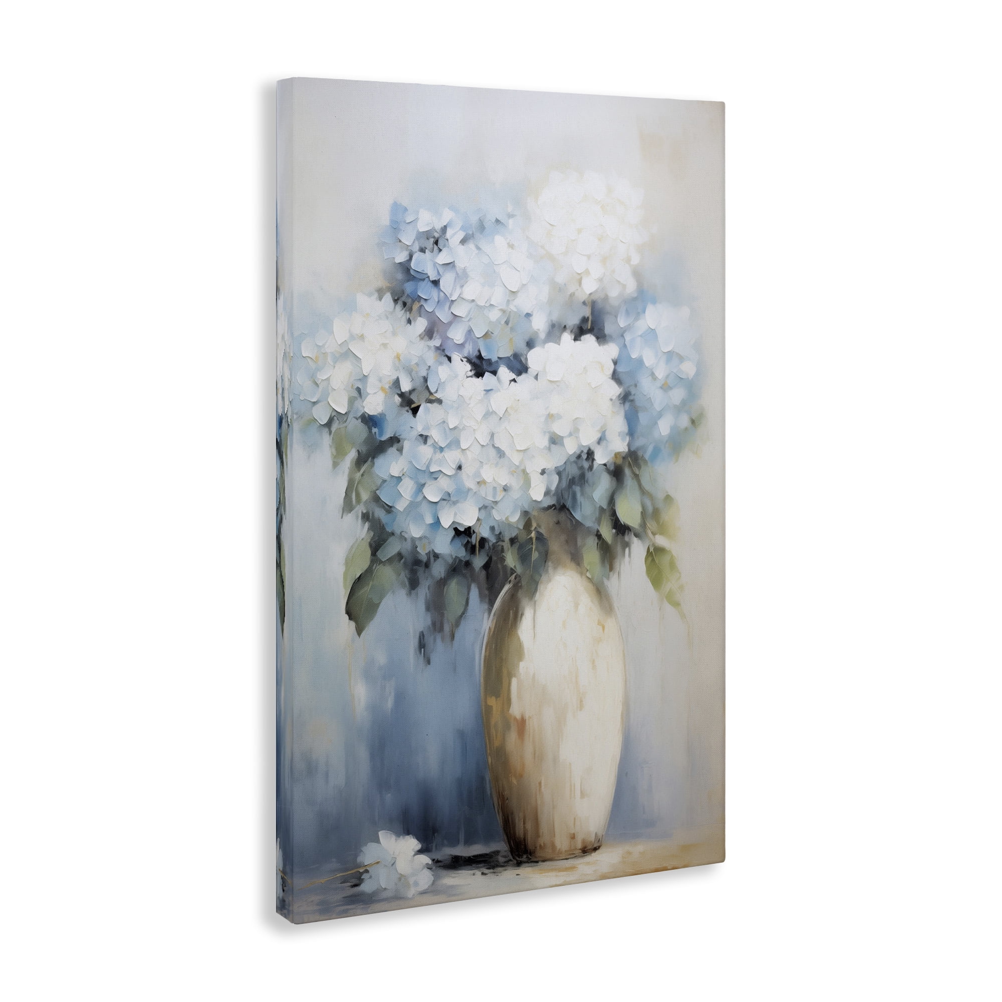 Stupell Industries White & Blue Hydrangeas Botanical & Floral Painting Gallery Wrapped Canvas Art Print Wall Art, 24 x 36