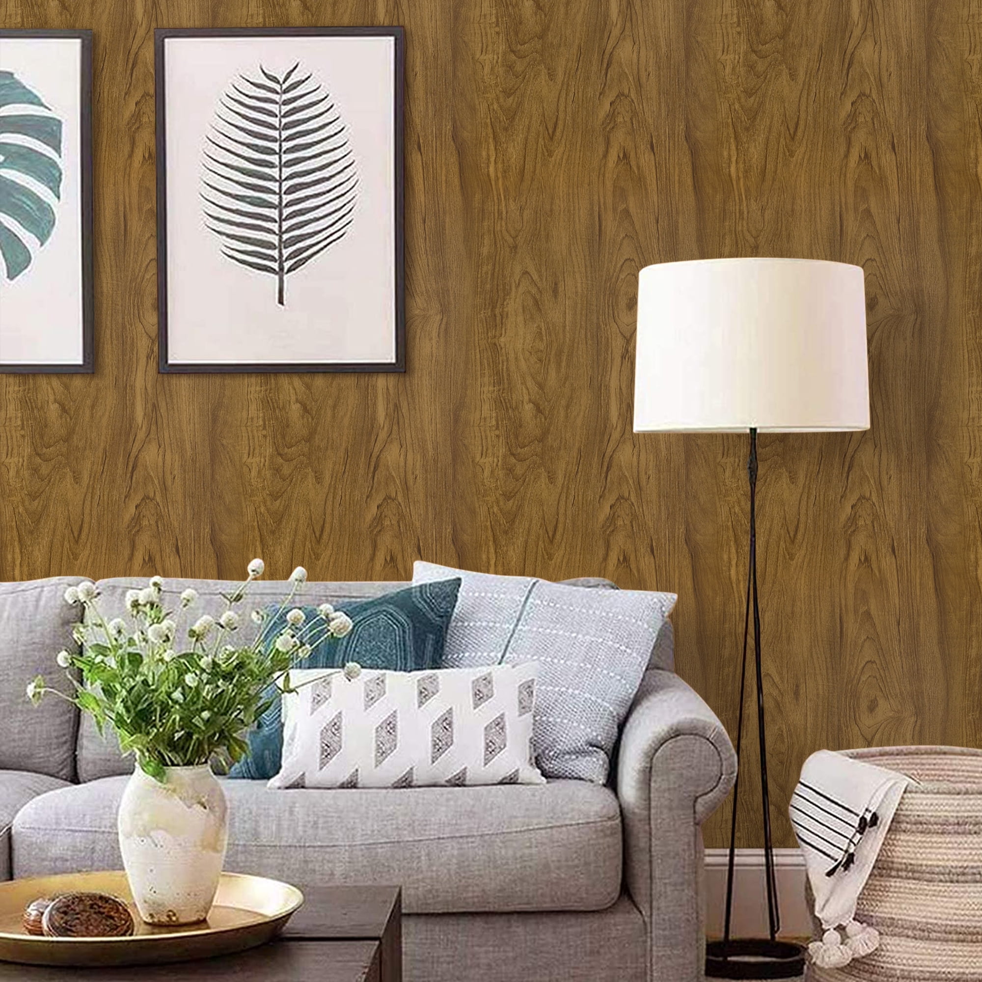 (4 pack) UMIGGEE Wood Grain Wallpaper 15.7" x 118" Peel and Stick Wallpaper Vinyl Film Self Adhesive Removable Brown Decor Wall Paper for Cabinet Drawer Shelf Liner Easy to Clean