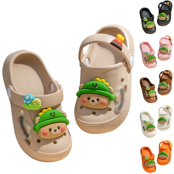 CAIXIA Kids Clogs For Girls Boys Cartoon Toddler Girls On Water Sandals Breathable Soft Lightweight Comfortable For Pool Beach Outdoor Indoor Wear,Coffee