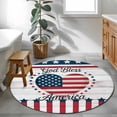 thumbnail image 4 of Independence Day Washable Round Area Rug 3.3 ft, U.S. Flag Themed Wooden Love Heart God Bless America, Soft Non Slip Rugs Stain Repellent Indoor Felt Carpet for Living Dining Room Bedroom Home Office, 4 of 9